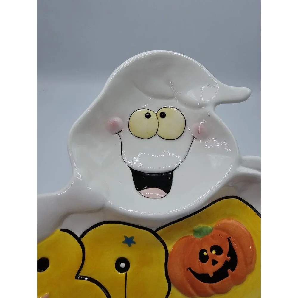 Vintage Chang Song Halloween Ghost, Pumpkin, Spider, BOO! Candy Bowl‎ Dish